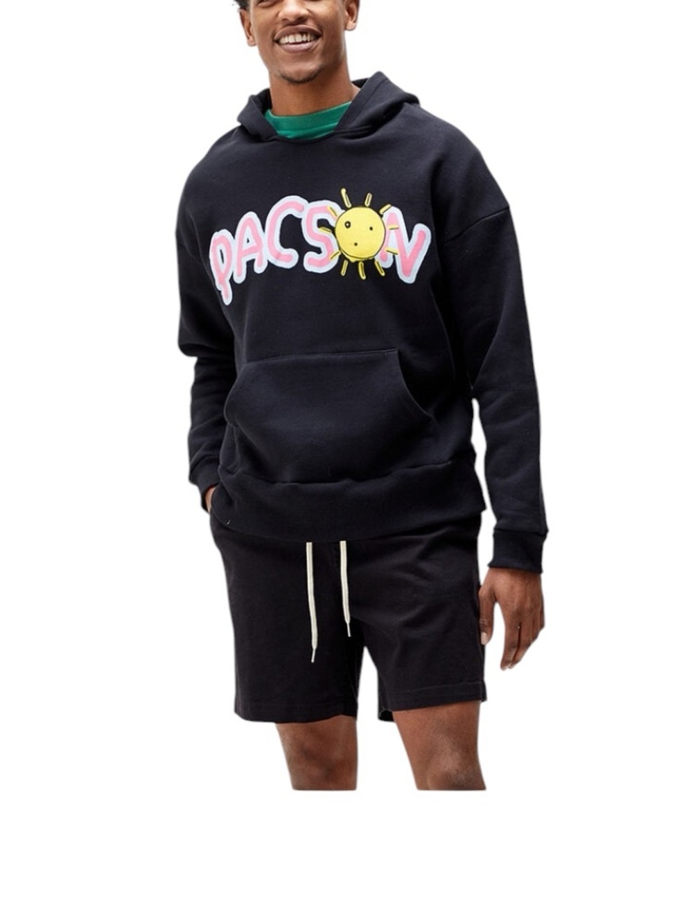 Pacsun black Always Shady hoodie featuring a sunny graphic. SMALL